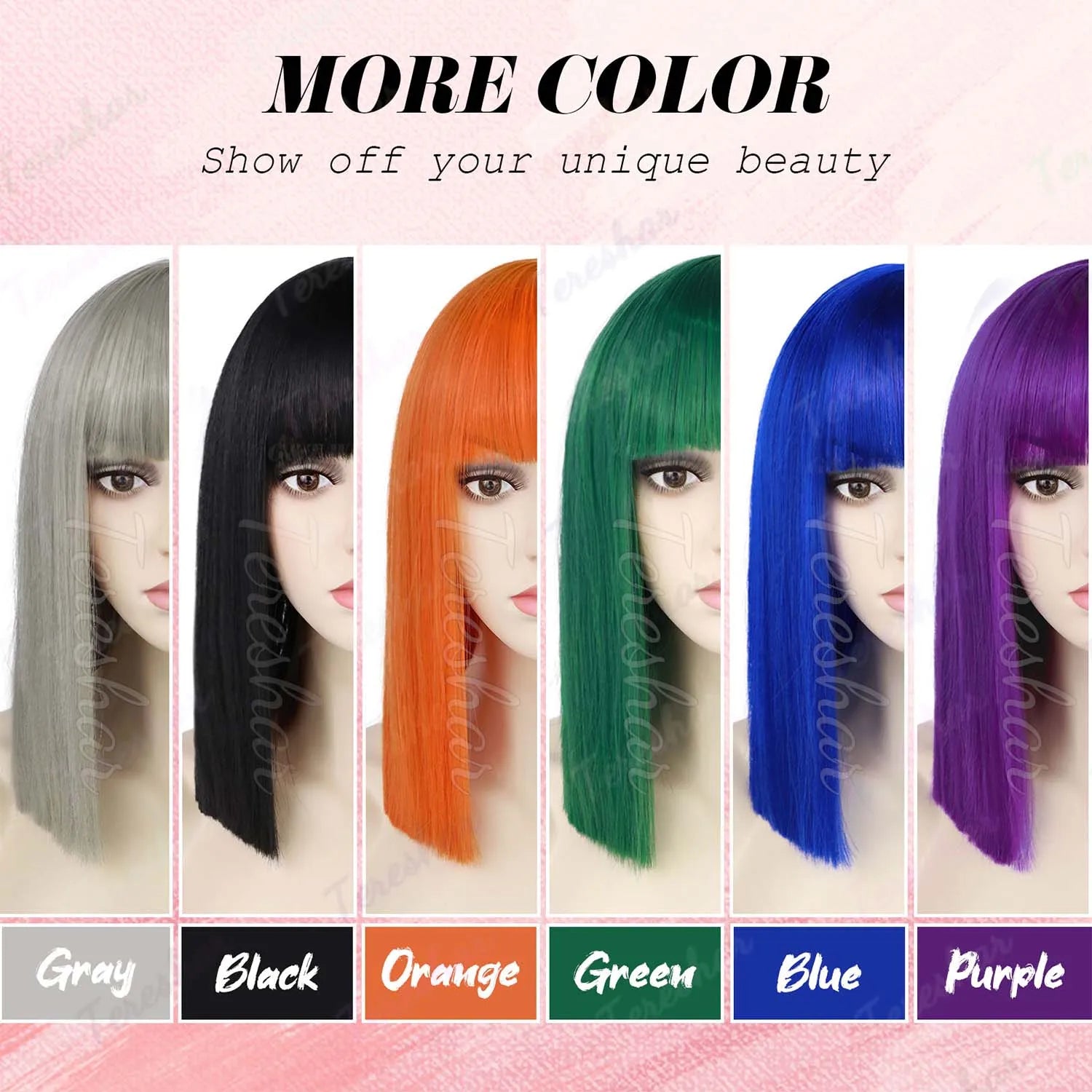 Short Straight Bob Wig with Bangs for Daily Wear and Costume Parties - 8