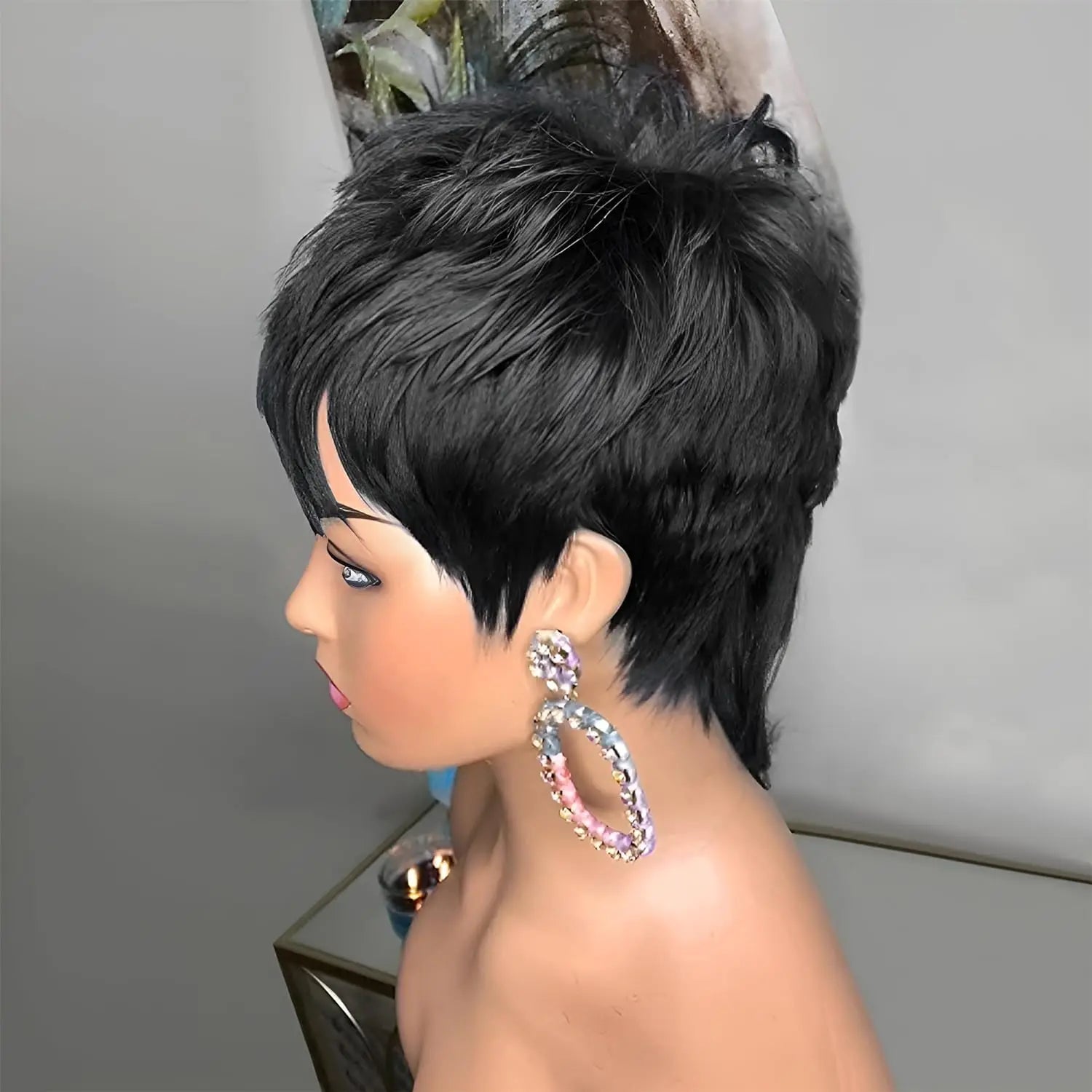 Short Curly Mullet Pixie Cut Wig for Women - 3