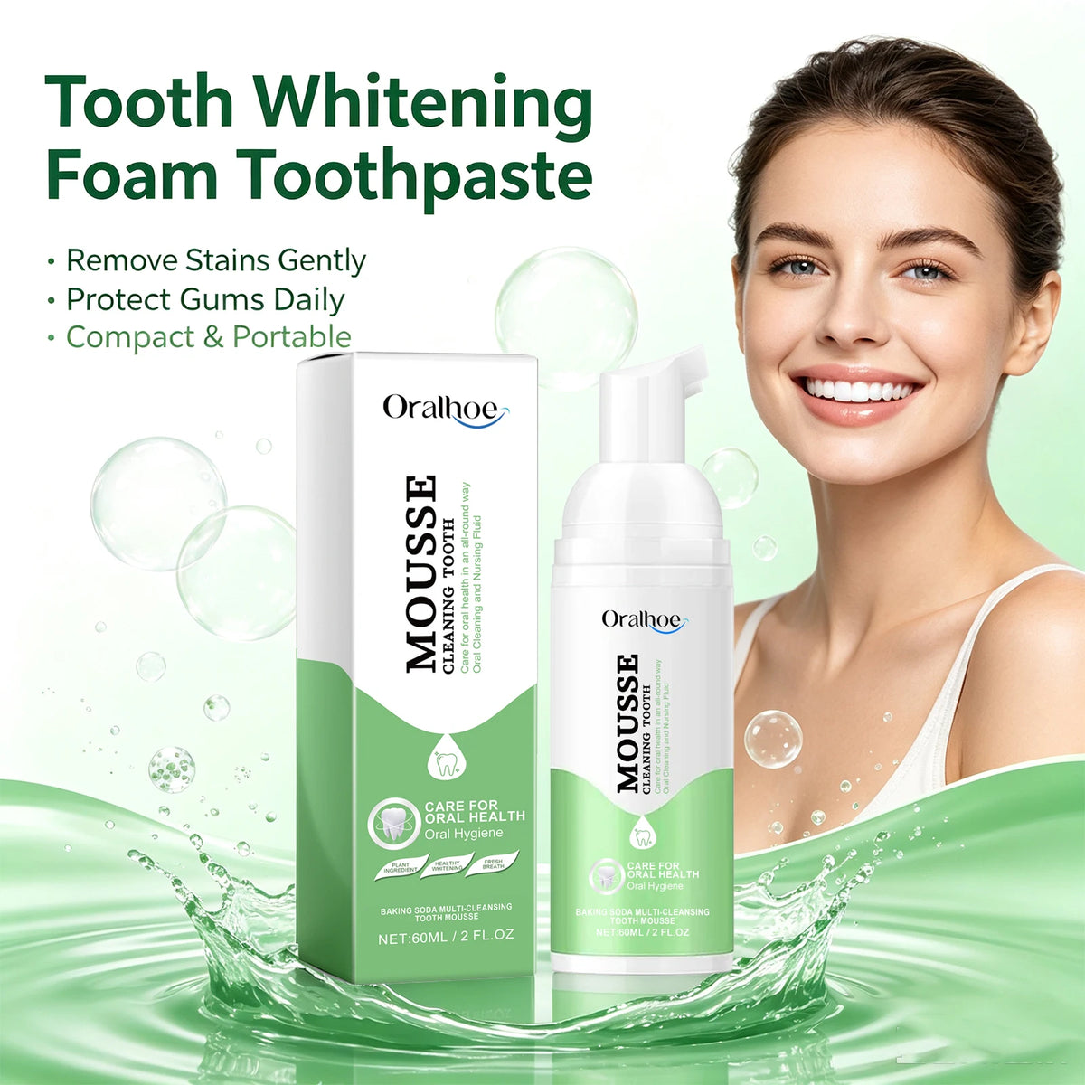 Foaming Teeth Whitening Mousse for Stain Removal and Fresh Breath