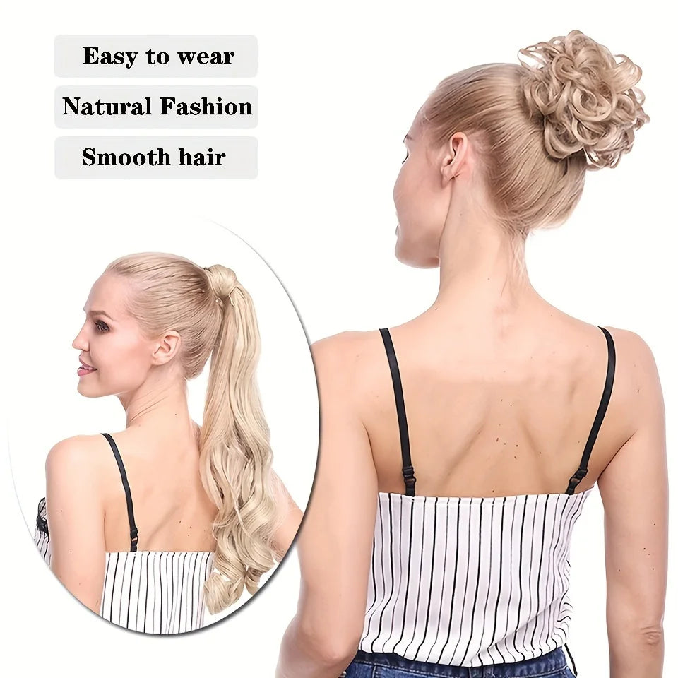 Synthetic Braid Hair Scrunchie for Instant Messy Bun Updos - 43