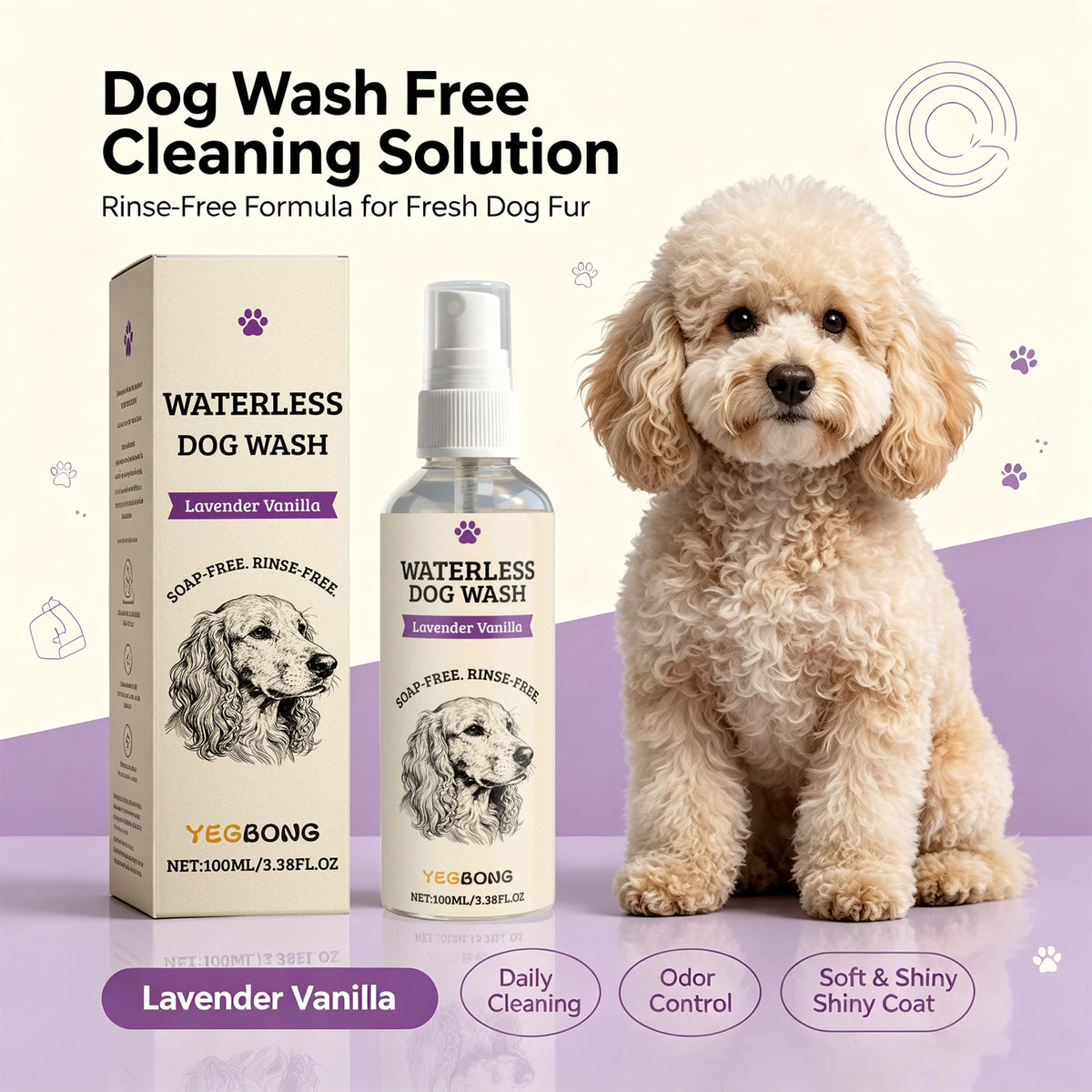 Waterless Dog Shampoo Spray for Quick Cleaning and Odor Removal