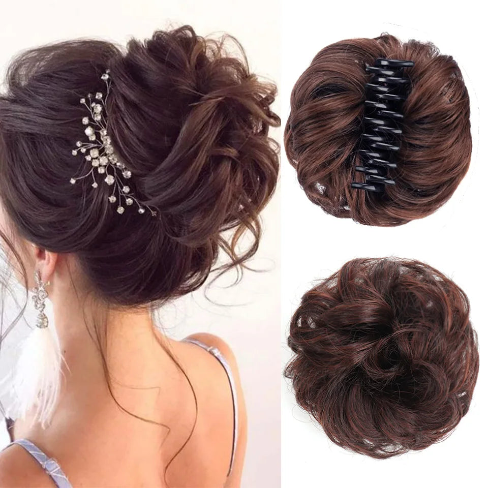 Messy Wavy Hair Bun Claw Clip Extension - 13