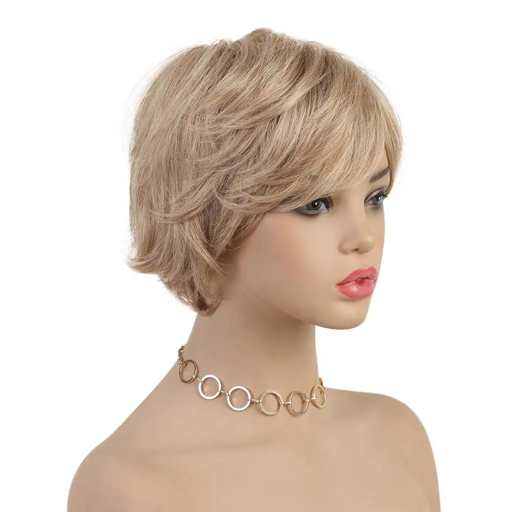 Short Blonde Pixie Cut Synthetic Wig with Bangs