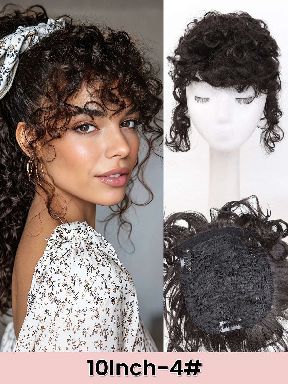 Short Curly Clip-In Hair Topper for Thinning Hair