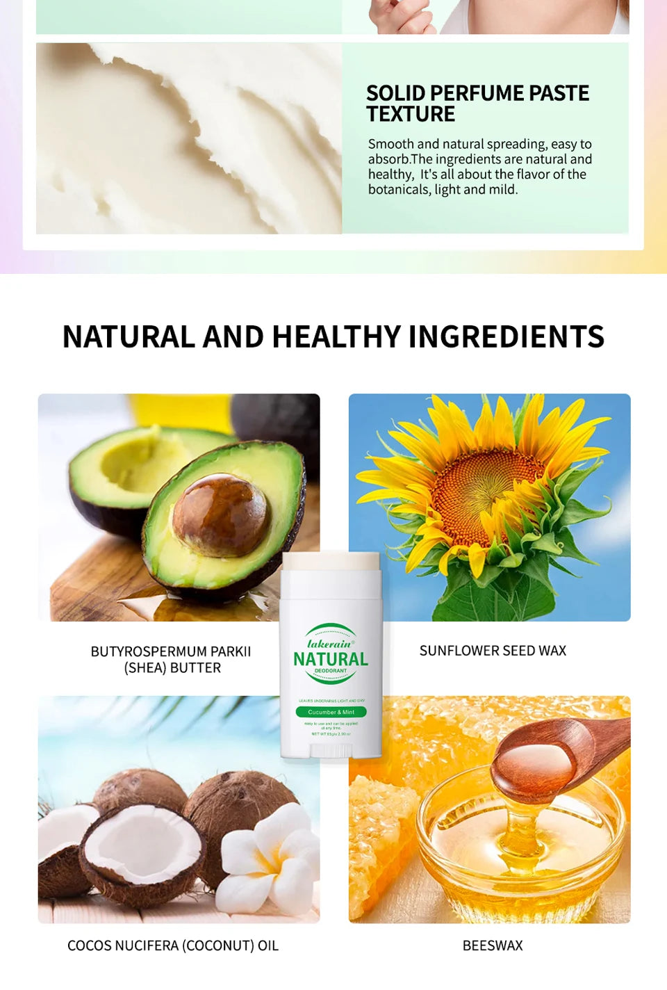 Natural Long-Lasting Solid Deodorant Stick for Fresh Underarm Care