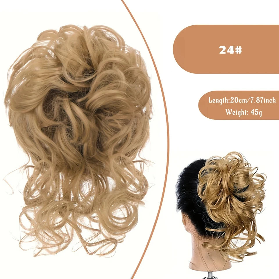 Messy Curly Hair Bun Scrunchie for Easy Updos