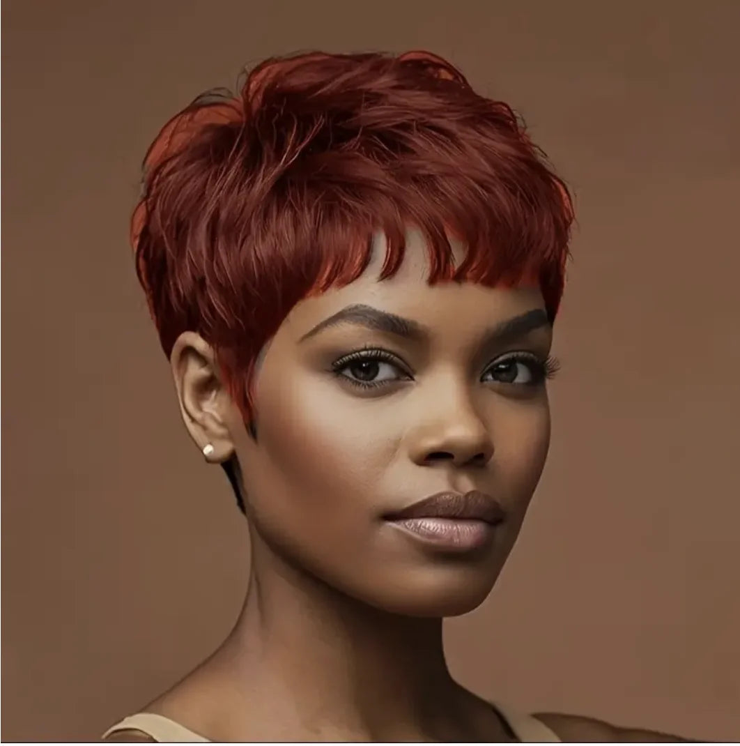 Short Curly Pixie Cut Wig with Bangs for Daily Wear