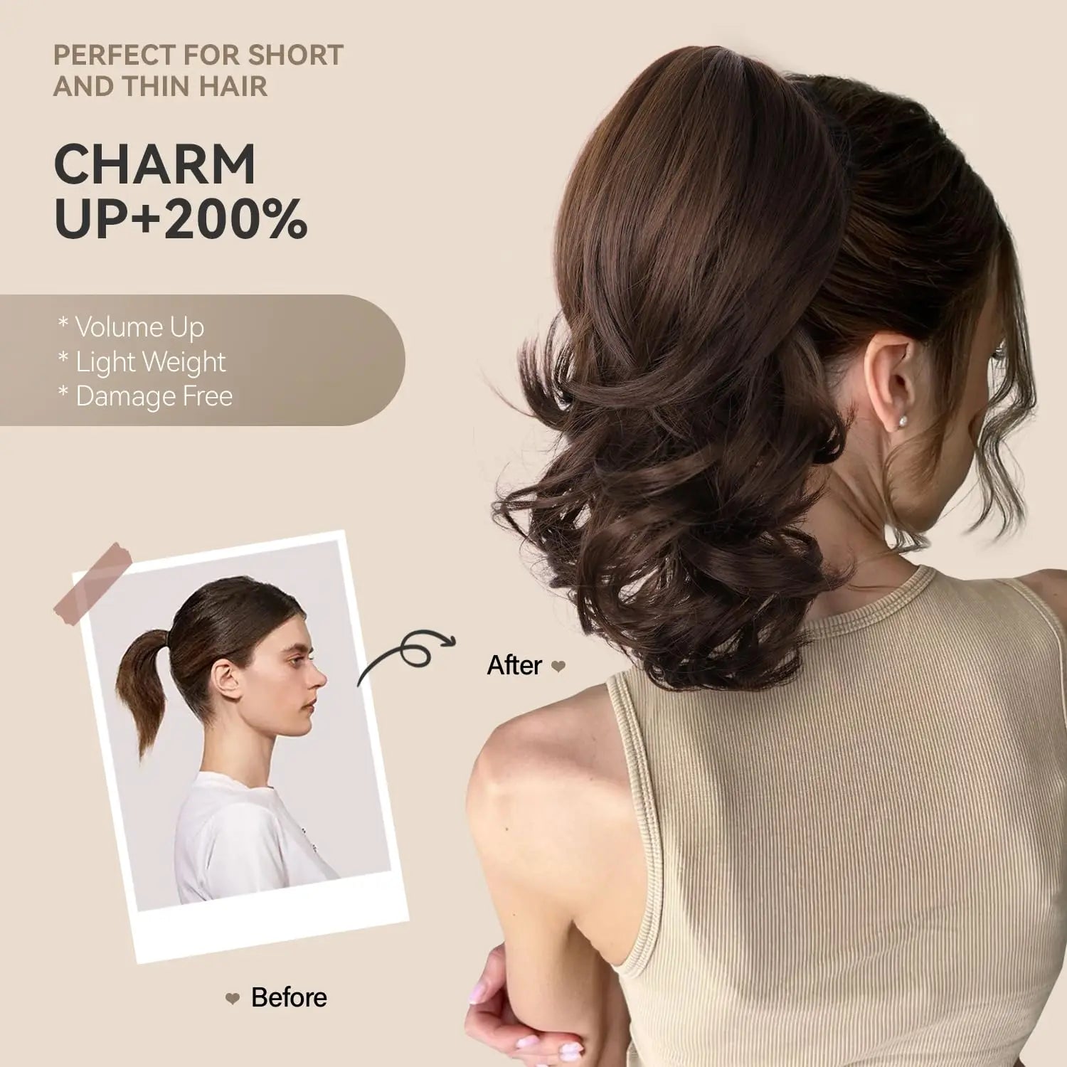 Curly Ponytail Claw Clip Hair Extension for Instant Voluminous Styles - 5