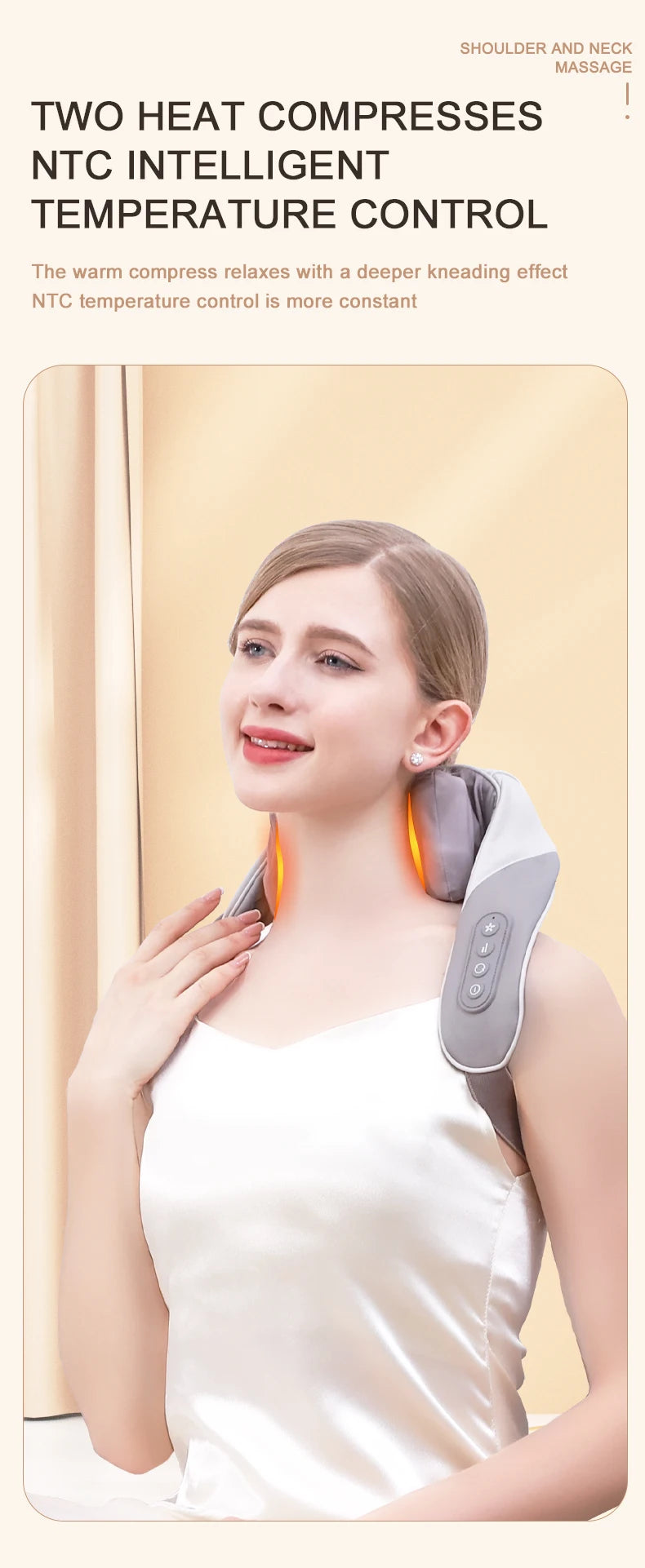 Wireless 6D Neck and Shoulder Massage Pillow with Deep Tissue Heat Therapy