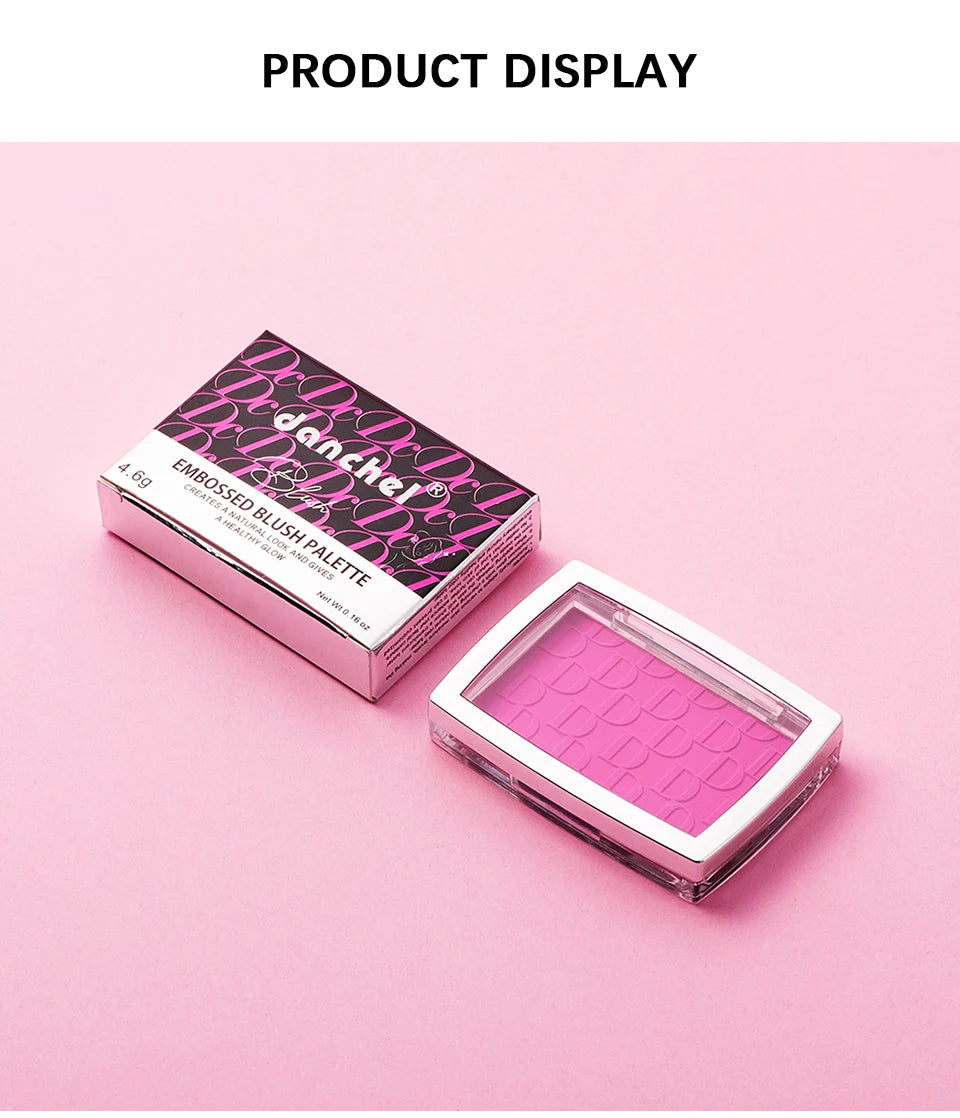 Embossed Matte Face Blush Palette with Professional Application Brush - 18