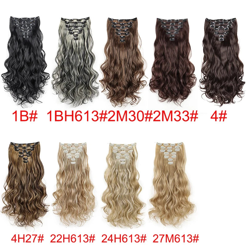 Wavy Curly Clip-In Hair Extension Set for Women - 2