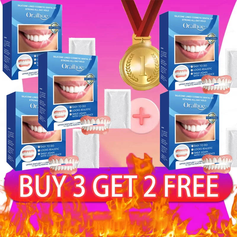 Natural Silicone Dentures Set for Instant Comfortable Smile Restoration