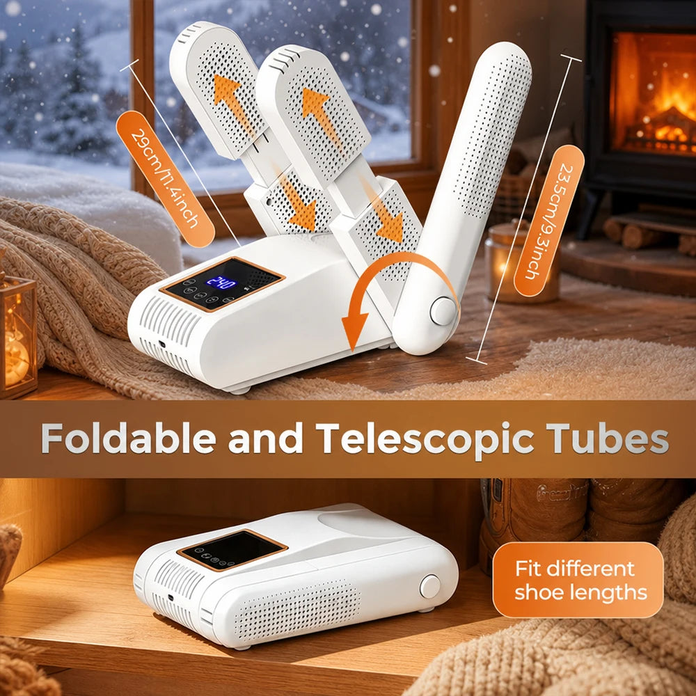 Foldable 4-Tube Electric Shoe and Boot Dryer with UV Sterilization