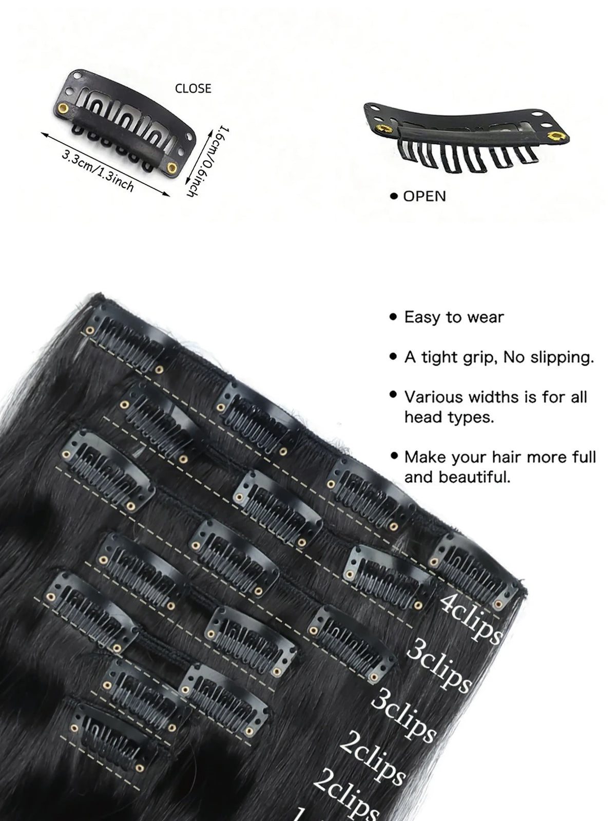 22-Inch Wavy Clip-In Hair Extensions for Instant Volume