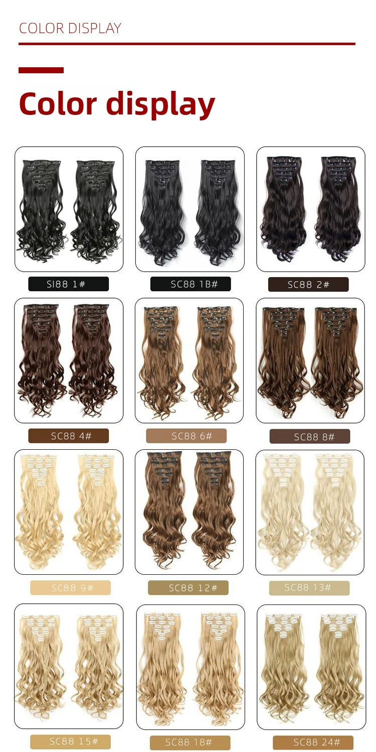 22 Inch Deep Wave Clip-In Hair Extensions Full Head Set