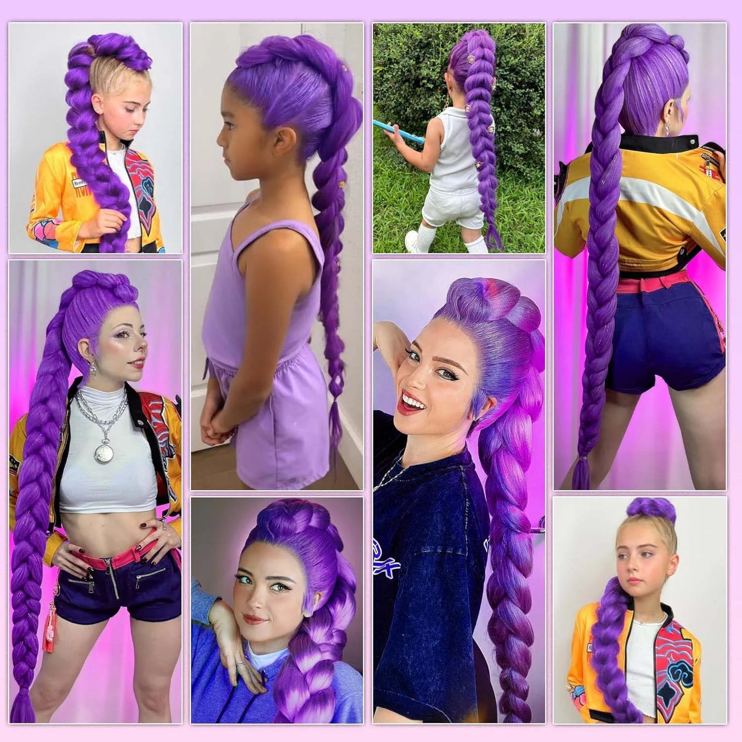 24-Inch Synthetic Purple Braiding Hair Extensions - 2