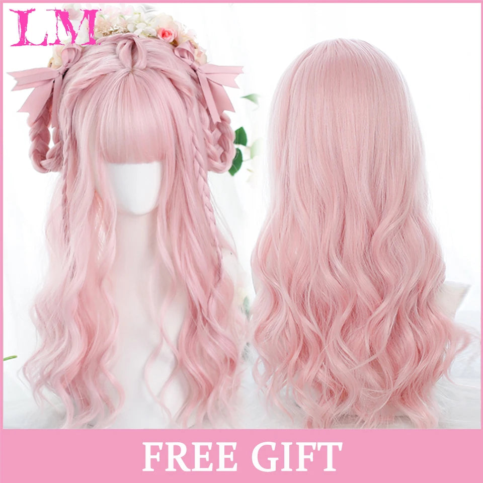 24-Inch Long Pink Cosplay Wig for Costumes - 77