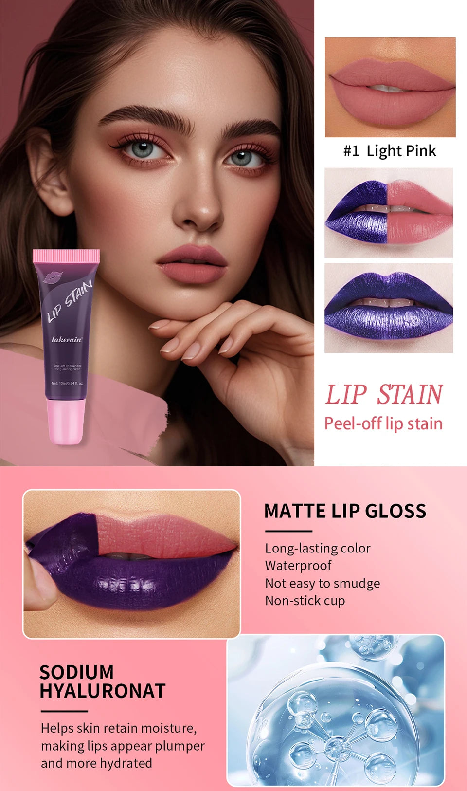Waterproof Peel-Off Lip Stain for Long-Lasting Matte Color - 9