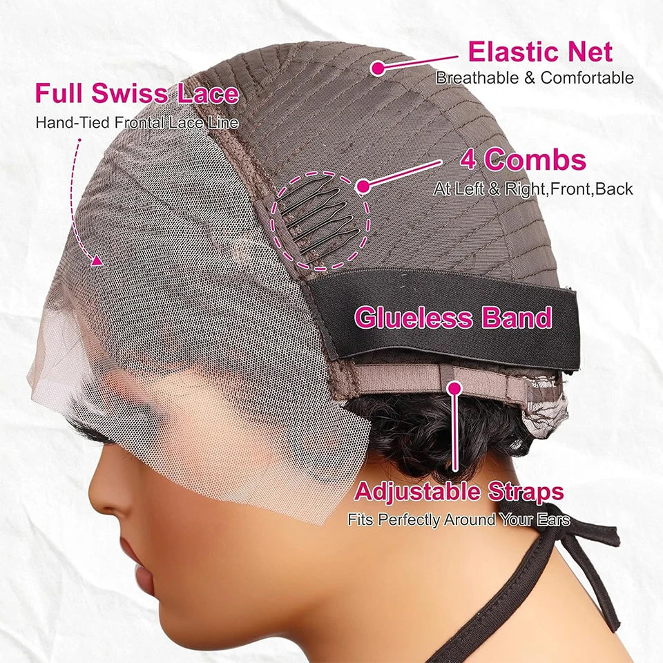 Short Pixie Cut Human Hair Lace Front Wig - 4