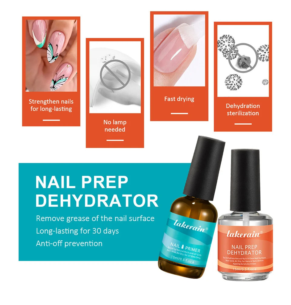 Professional Nail Prep Dehydrator and Primer Set for Long Lasting Nails - 10
