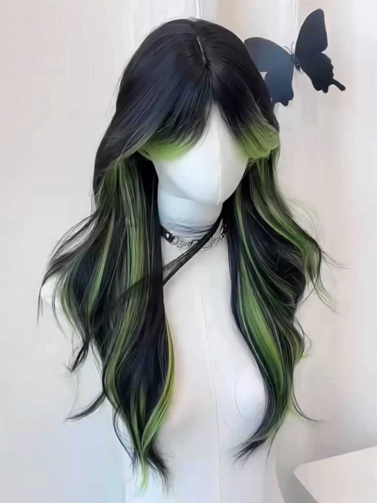 Long Wavy Ombre Green Layered Wig for Cosplay and Daily Wear