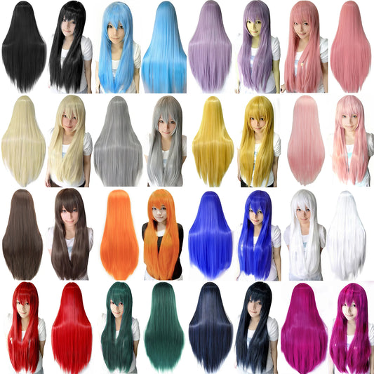 Long Straight Synthetic Cosplay Wig with Bangs