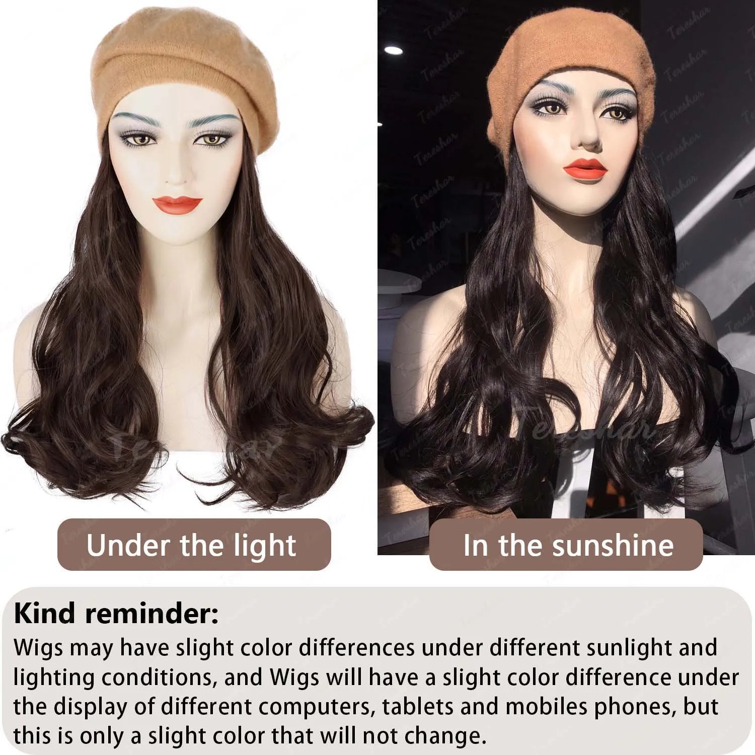 Long Curly Hair Extension Beret Hat for Women - 10