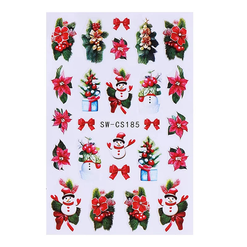 Festive 3D Christmas Nail Art Stickers for Holiday Manicure Decorations - 18
