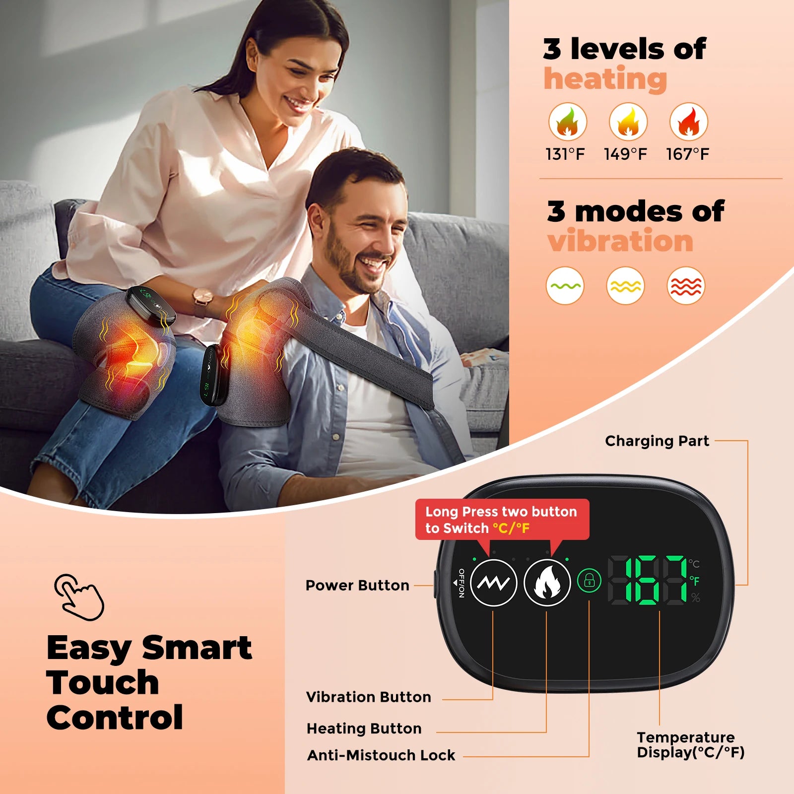 Heated Vibration Massager for Knee, Shoulder and Elbow Pain Relief - 2