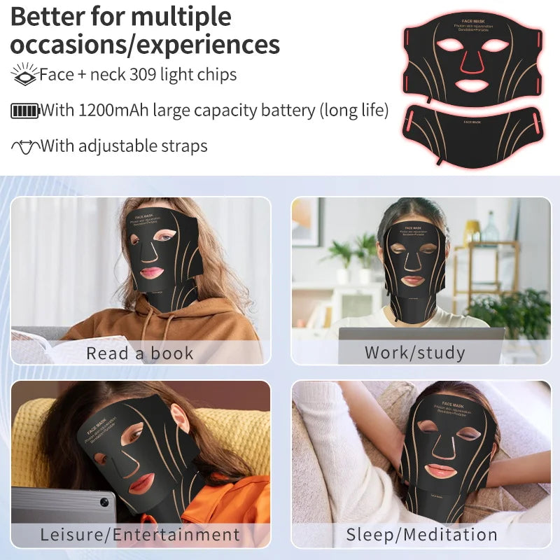 7-Color LED Light Therapy Face and Neck Mask for Skin Rejuvenation - 6