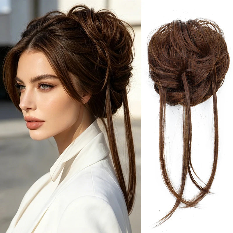 Messy Bun Hair Extension Scrunchie for Instant Volume and Updo Hairstyles
