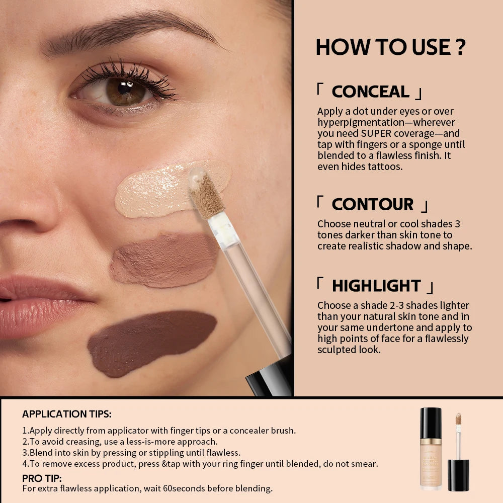 Multi-Use Full Coverage Sculpting Concealer for Flawless Matte Finish - 6
