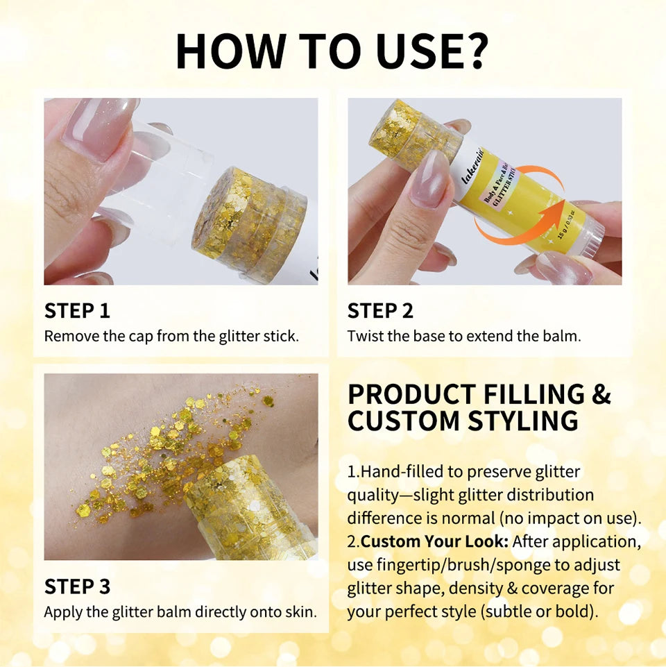 Shimmer Glitter Balm Stick for Face, Hair and Body Makeup - 15