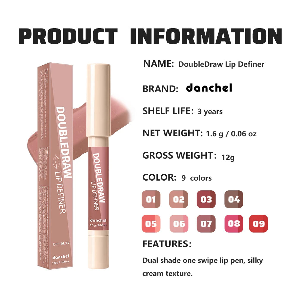 2-in-1 Dual Ended Matte Lip Contour Liner and Hydrating Gloss Pen