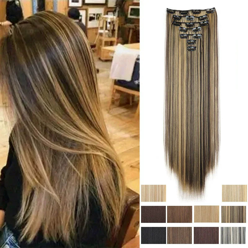 24-Inch Straight Clip-In Hair Extensions for Daily Volume - 1