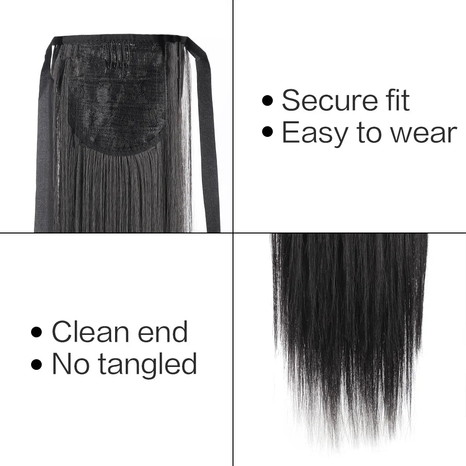 32-Inch Long Straight Wrap Around Ponytail Hair Extension