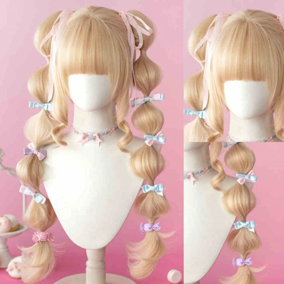 Long Wavy Blonde Cosplay Wig with Bangs - 16