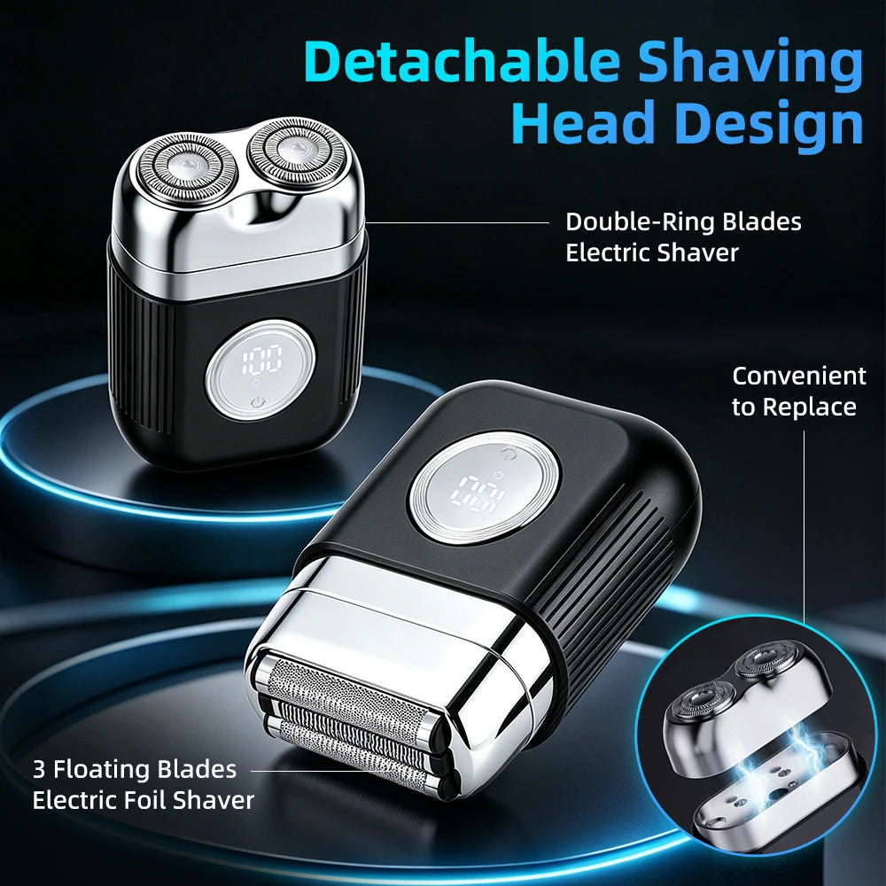 Portable Electric Foil Shaver with Floating Blades for Men