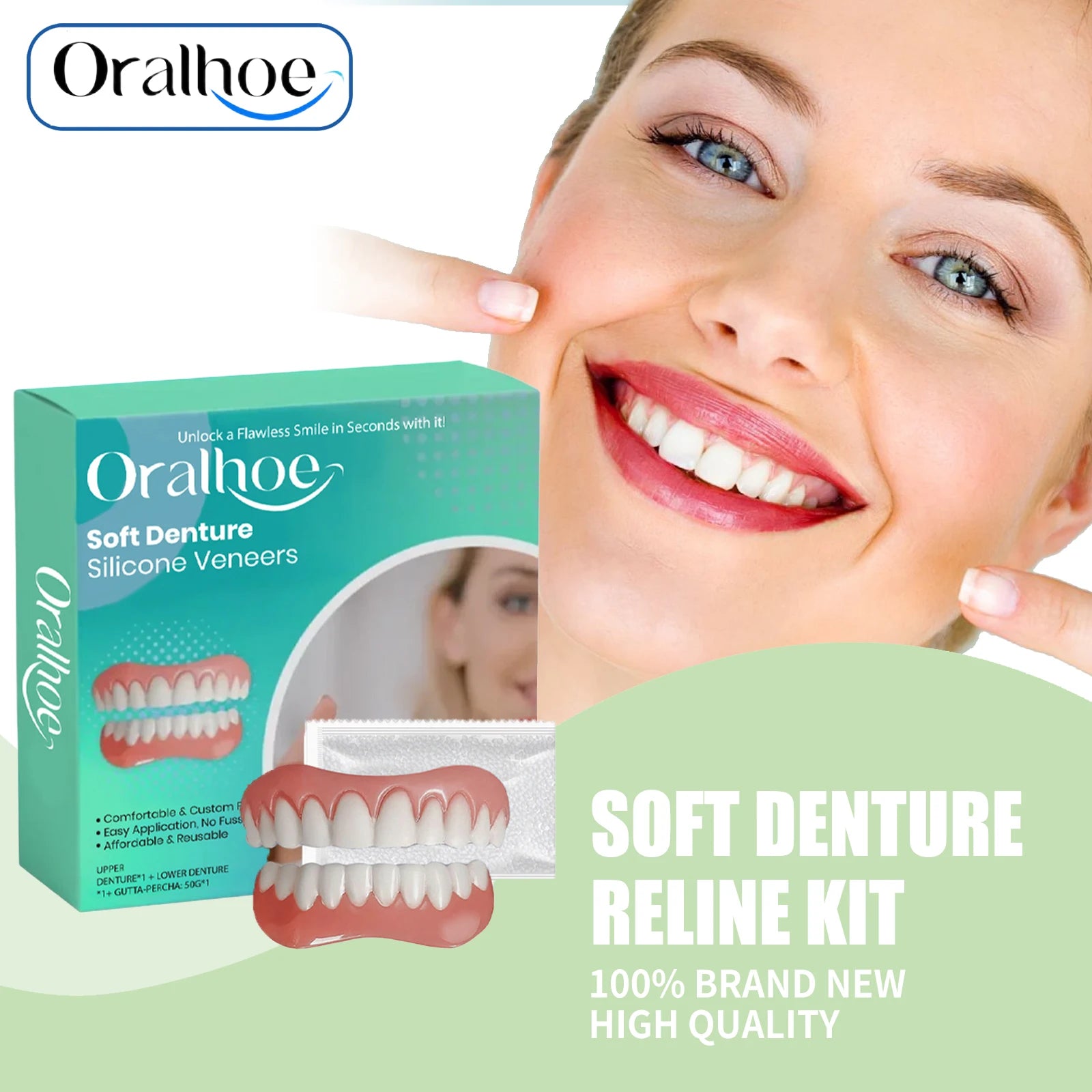 Flexible Silicone Cosmetic Denture Set for a Natural Radiant Smile - 2