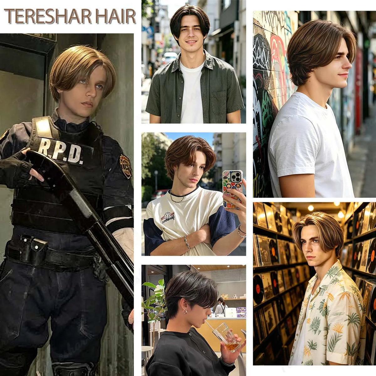 Short Straight Layered Wig for Men for Daily Wear and Cosplay Parties