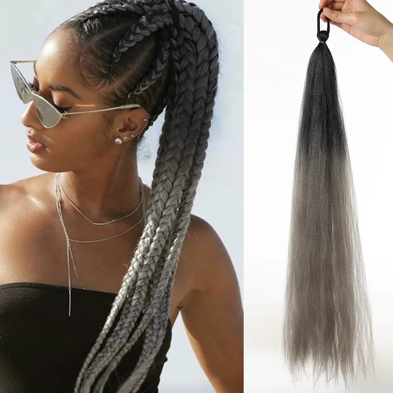 26" Long Ombre Synthetic Braiding Ponytail Extension