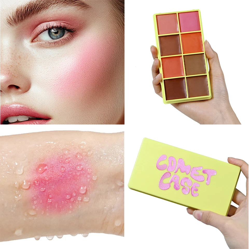 8-Color Cream Blush and Contouring Makeup Palette for Flawless Skin