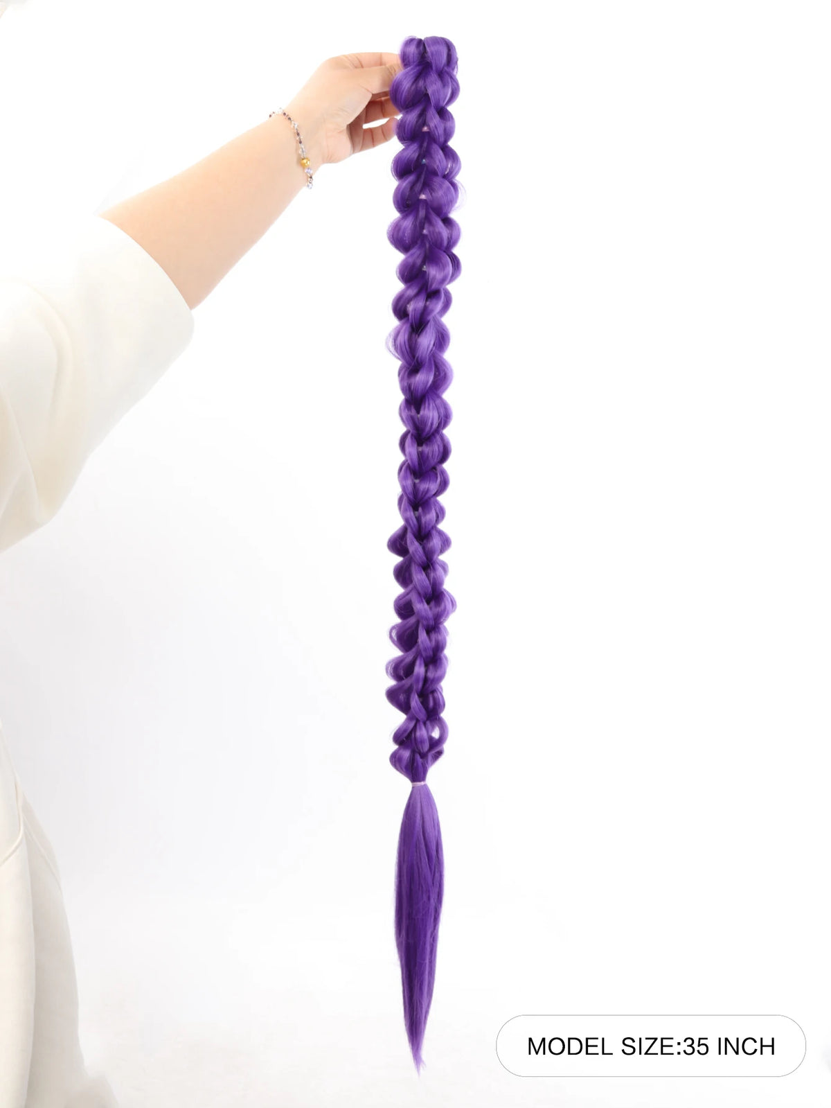 35-Inch Long Braided Purple Ponytail Extension for Costumes