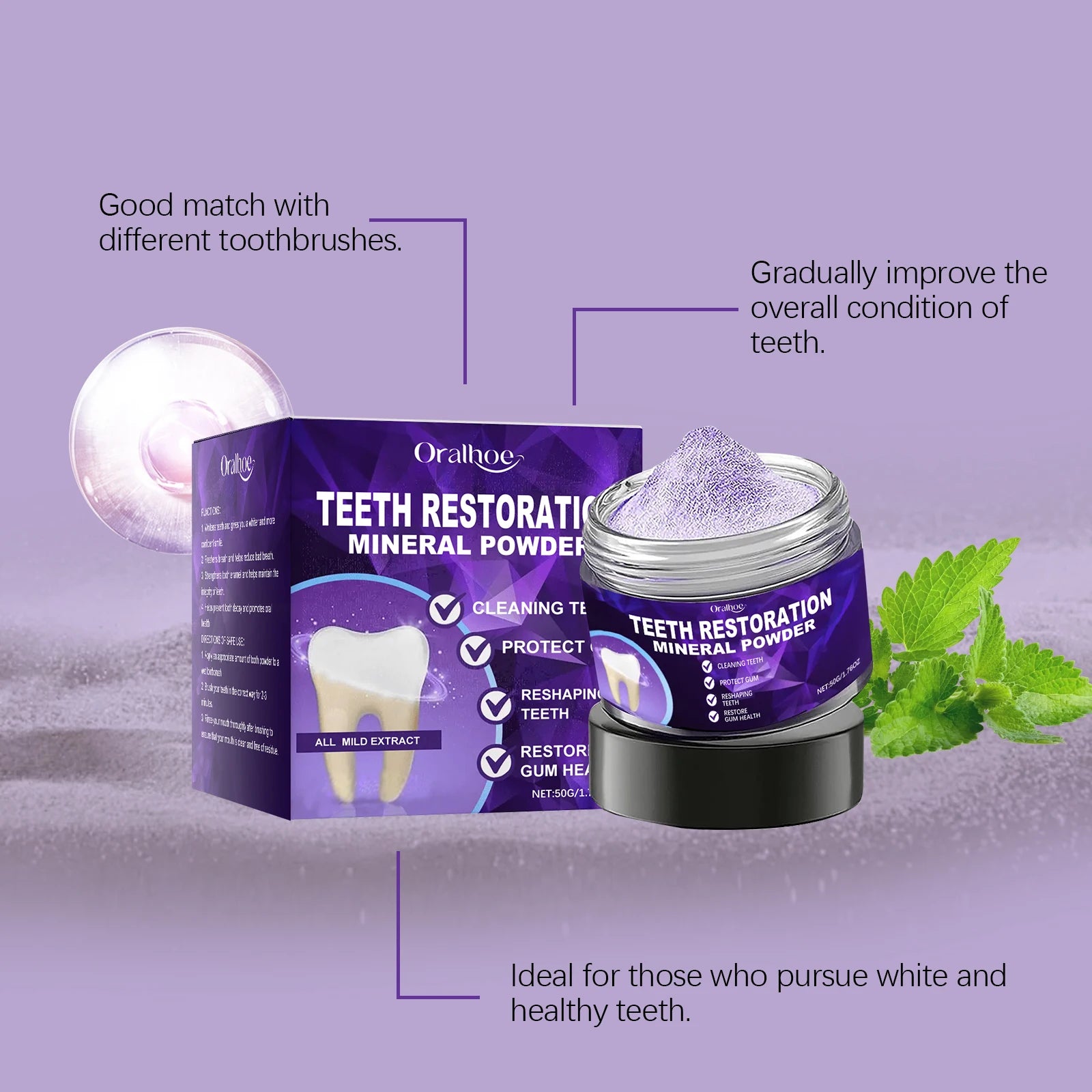 Natural Teeth Whitening and Enamel Restoration Powder for Brighter Smiles - 10