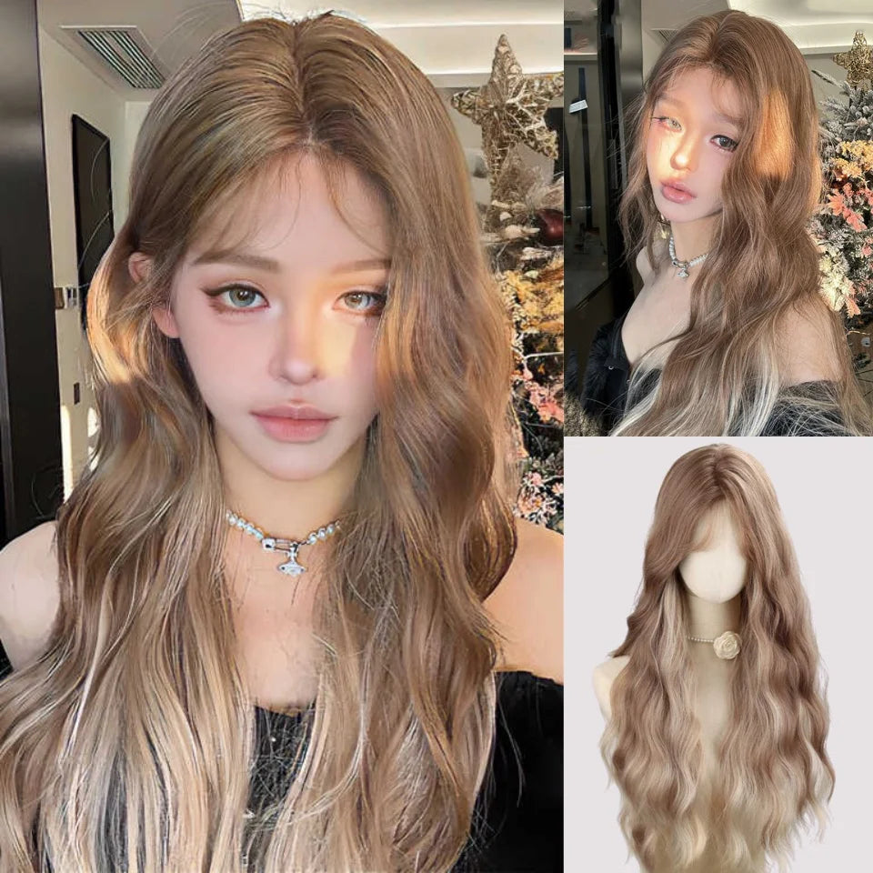 Wavy Brown Cosplay Wig with Curly Pigtails for Costume Parties - 51