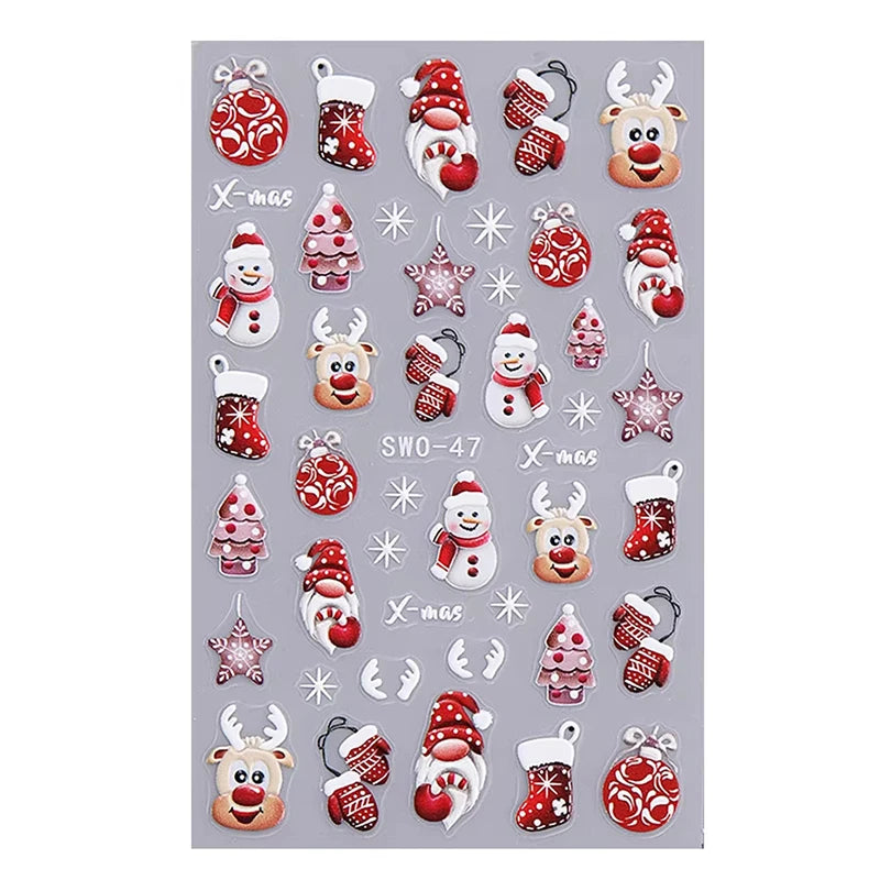 Festive Christmas Cartoon Self-Adhesive Nail Art Decal Stickers - 15
