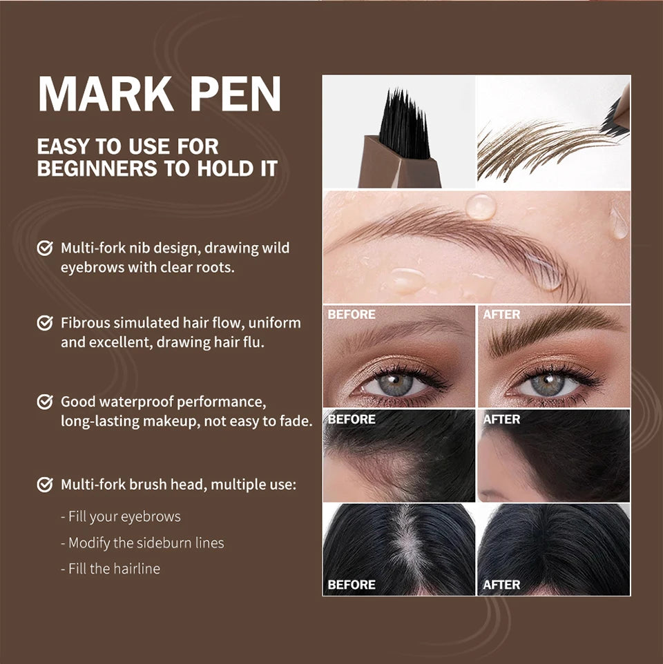 Waterproof Multi-Fork Liquid Eyebrow Pen for Natural Microbladed Brows - 14