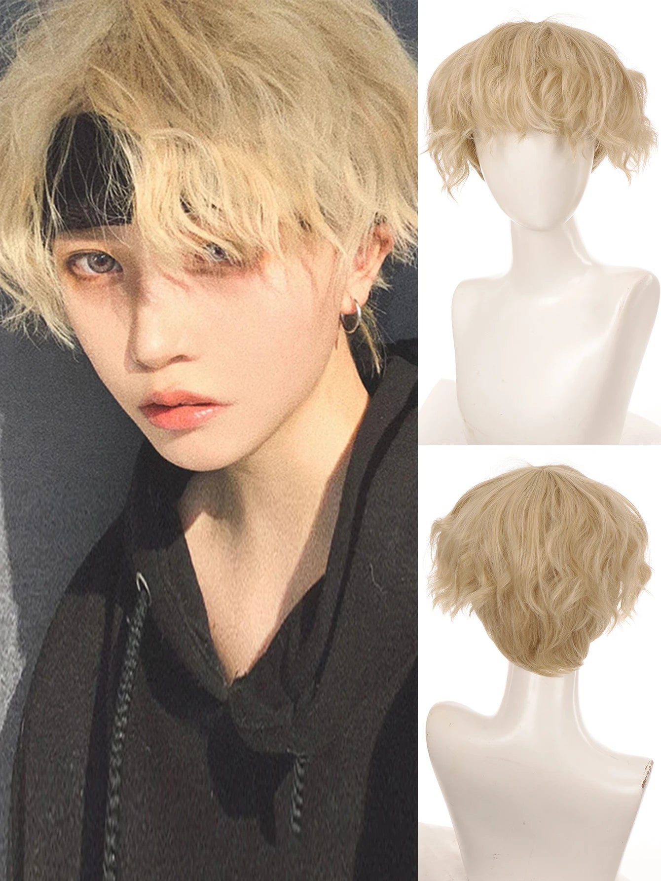 Short Mullet Anime Cosplay Wig with Bangs - 21