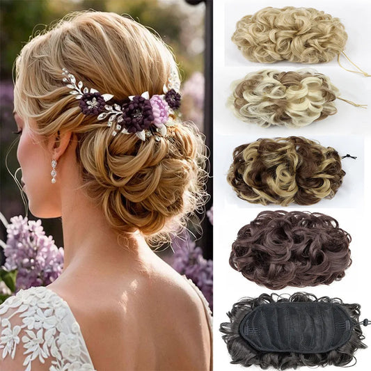 Curly Messy Bun Hair Scrunchie for Instant Volume