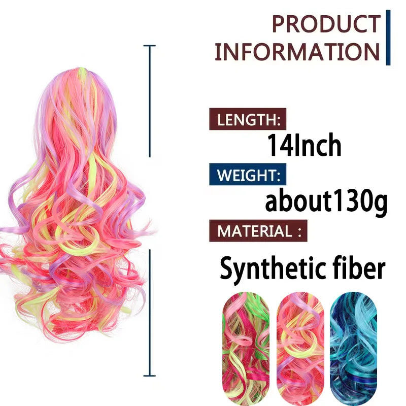 14-Inch Wavy Colorful Ponytail Claw Clip Hair Extension - 3